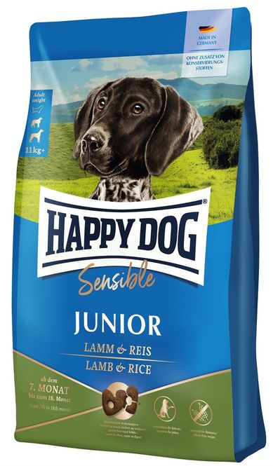 Huvudbild HappyDog Sens. Junior Lamb & Rice 10 kg