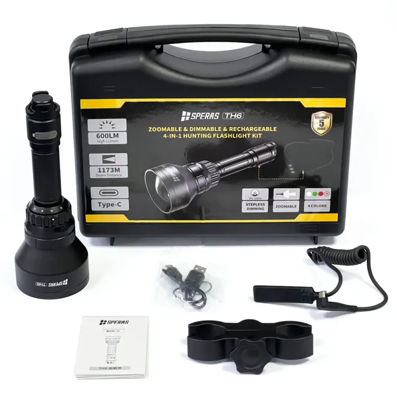 Speras TH6 Uppladdningsbar 4-i-1 LED-jaktficklampa